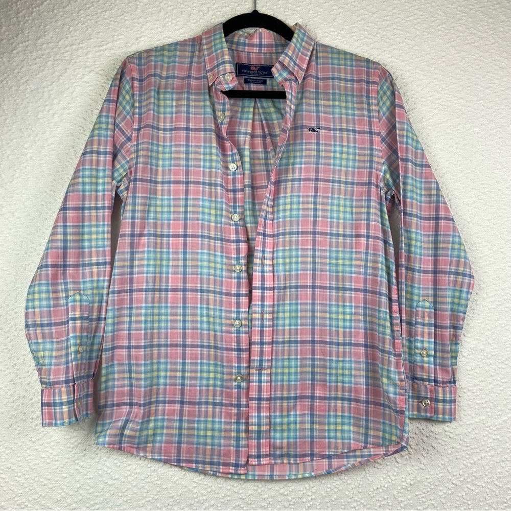 Vineyard Vines Pastel Plaid Whale Shirt